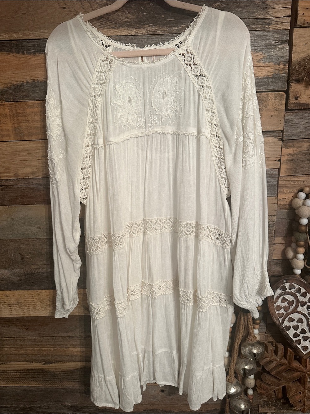 Boho Lace-Trim White Tunic Dress bohemian we the free